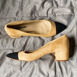 Beige Faux Suede Kitten Heel